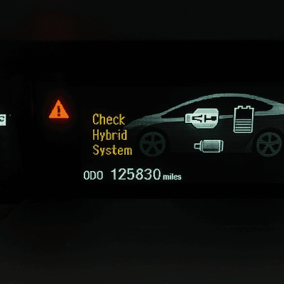 2012 Toyota Prius showing Check Hybrid System warning on dashboard