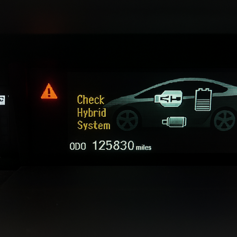 2012 Toyota Prius showing Check Hybrid System warning on dashboard